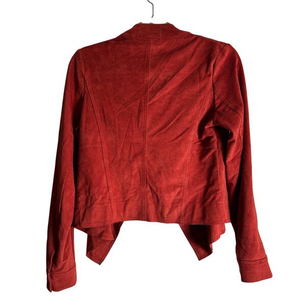 MISS ME Faux Suede Drape Jacket NWT Red Rust Open Front Lace Up Design Size S - Picture 2 of 5